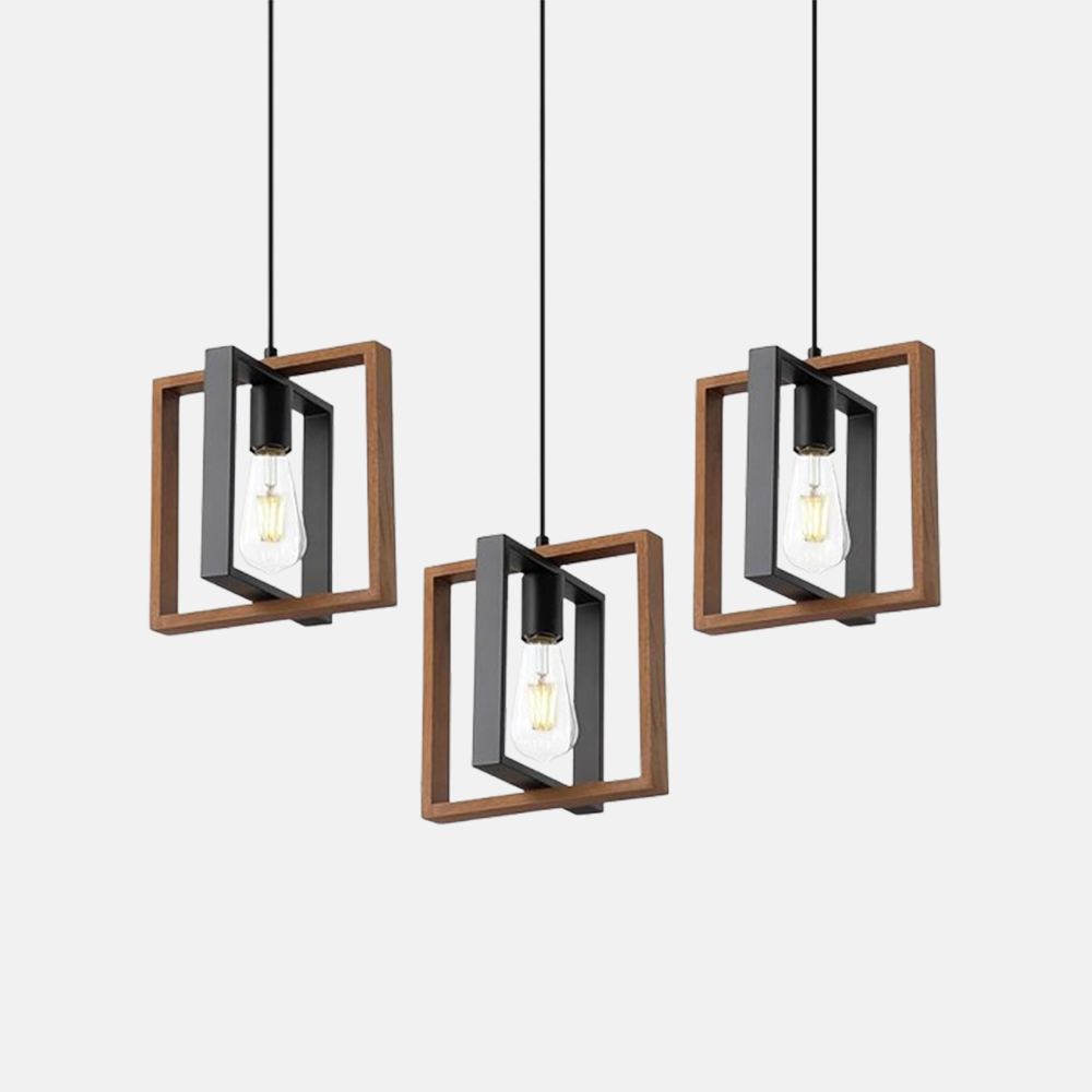 Bauernhaus Pendelleuchte Metall/Holz Schwarz Küche