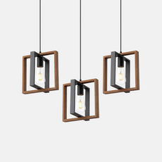 Bauernhaus Pendelleuchte Metall/Holz Schwarz Küche