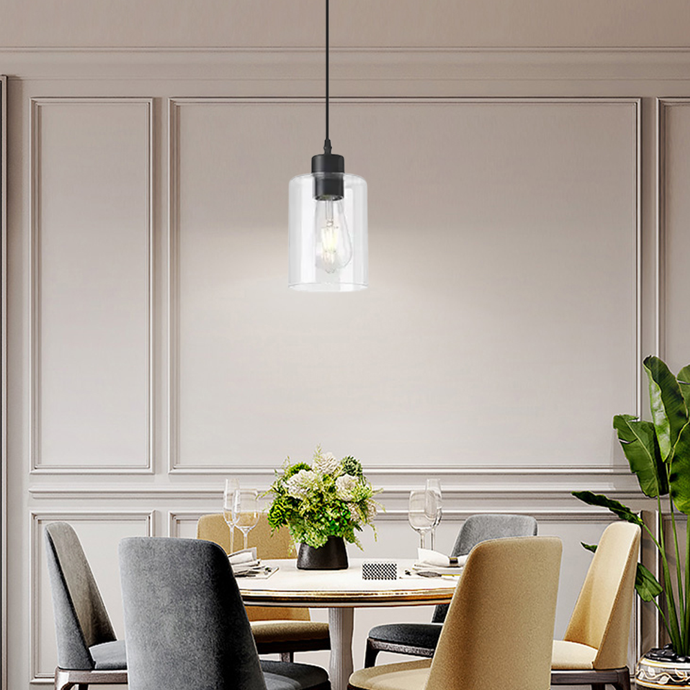 Minimalistisch Pendelleuchte Glas Schwarz Esszimmer
