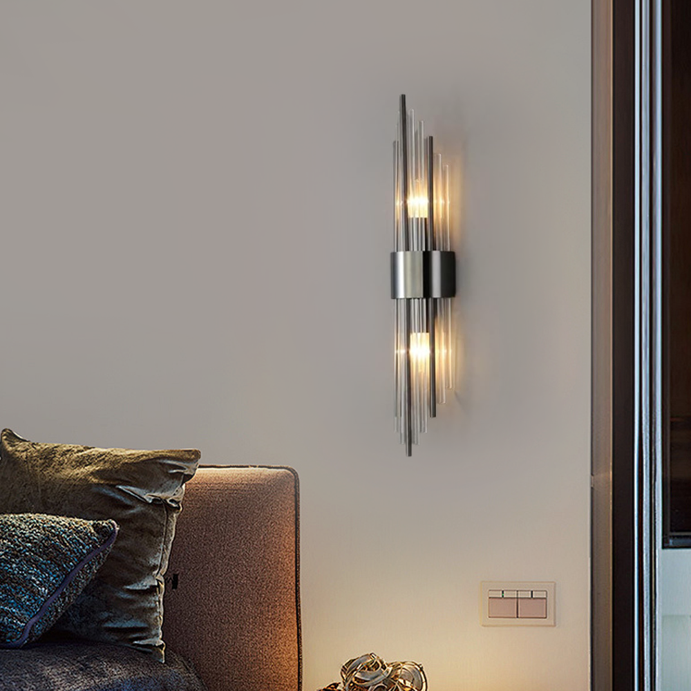 Modern Gold/Schwarz Wandleuchte Metall/Glas Flur