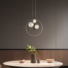 Modern Pendelleuchte LED Schwarz Runder Ring Glas Esszimmer