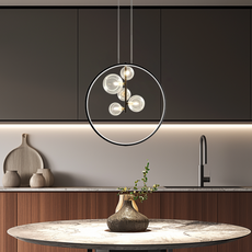 Modern Pendelleuchte LED Schwarz Runder Ring Glas Esszimmer