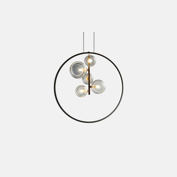 Modern Pendelleuchte LED Schwarz Runder Ring Glas Esszimmer