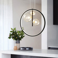 Modern Pendelleuchte LED Schwarz Runder Ring Glas Esszimmer