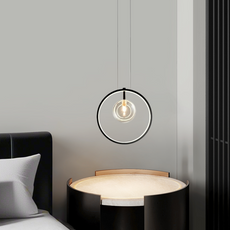 Modern Pendelleuchte LED Schwarz Runder Ring Glas Esszimmer