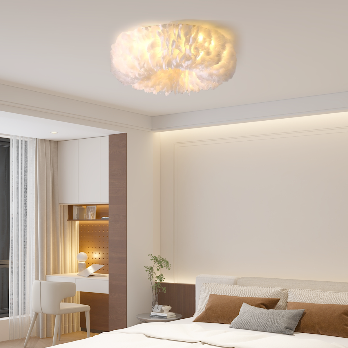 Weiße Deckenlampe geeignet für Schlafzimmer
