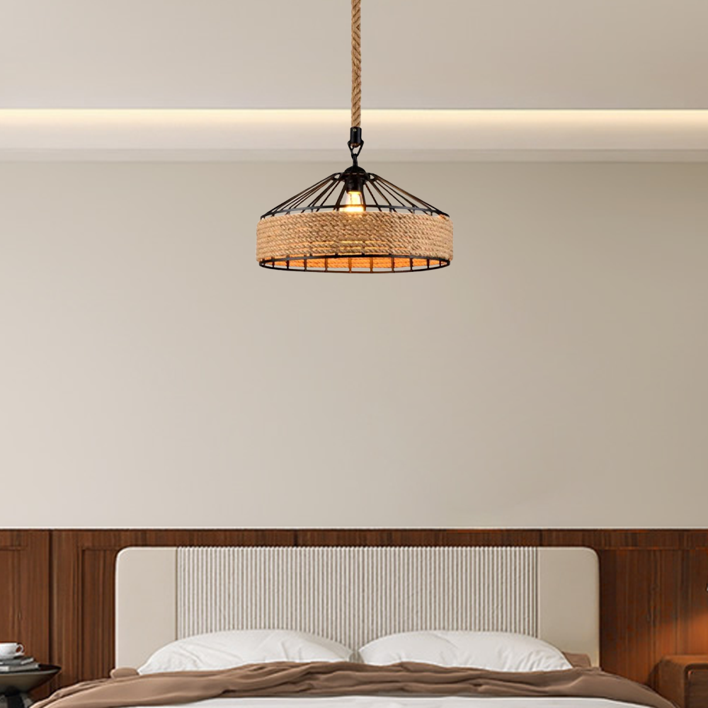 Industriell Pendelleuchte LED Kappenförmig Braun Metall Wohnzimmer