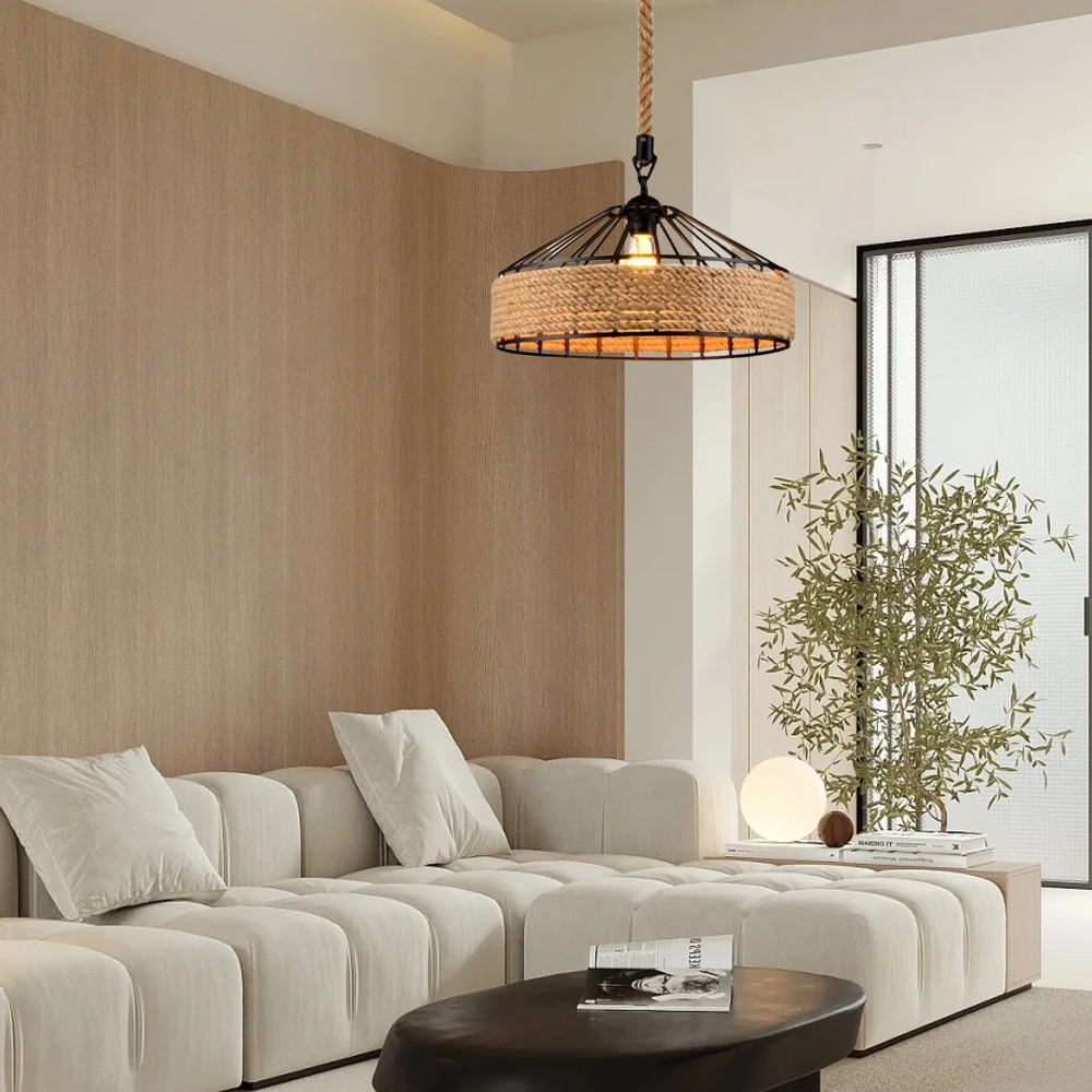 Industriell Pendelleuchte LED Kappenförmig Braun Metall Wohnzimmer