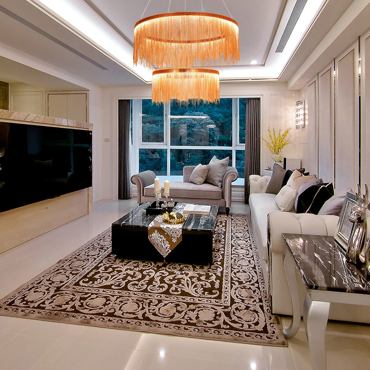 Moderne Pendelleuchte LED Silber/Rosegold Schlaf/Wohnzimmer