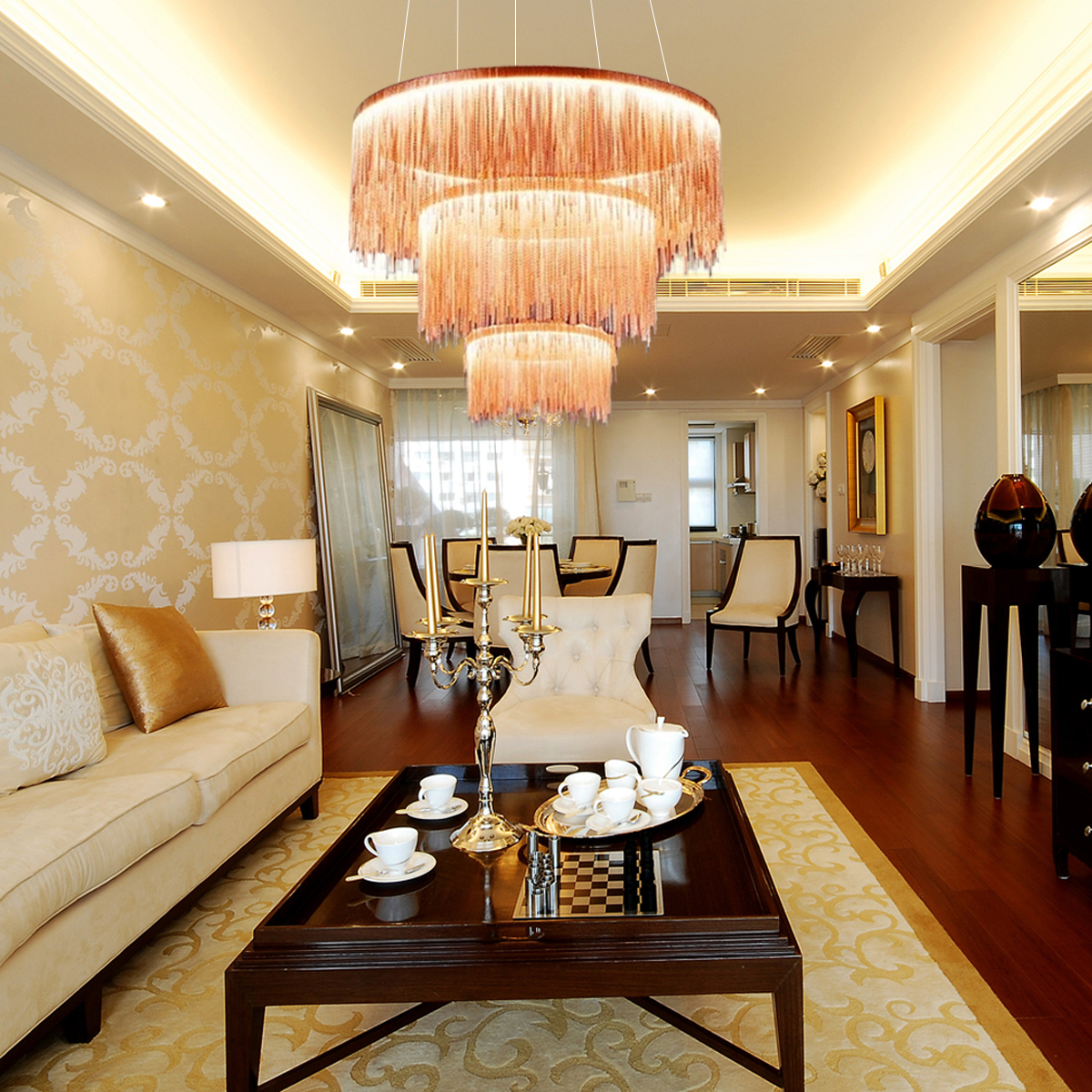 Moderne Pendelleuchte LED Silber/Rosegold Schlaf/Wohnzimmer