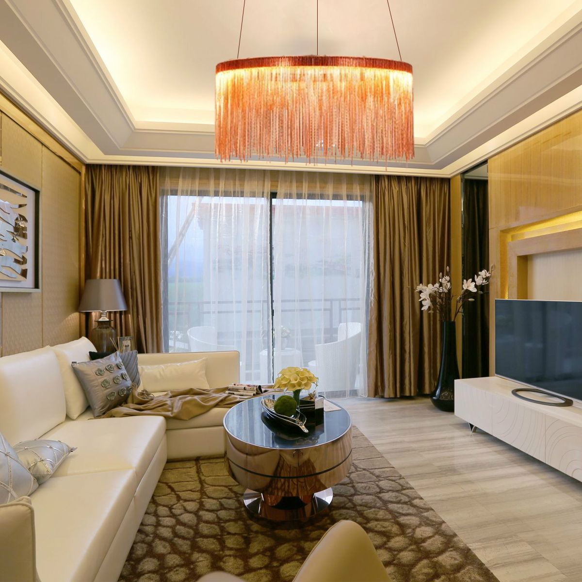 Moderne Pendelleuchte LED Silber/Rosegold Schlaf/Wohnzimmer