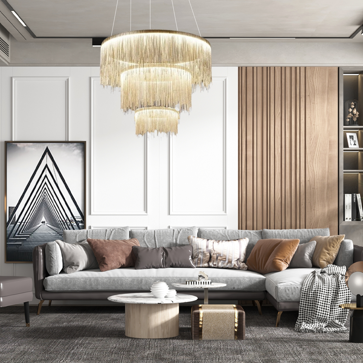 Moderne Pendelleuchte LED Silber/Rosegold Schlaf/Wohnzimmer