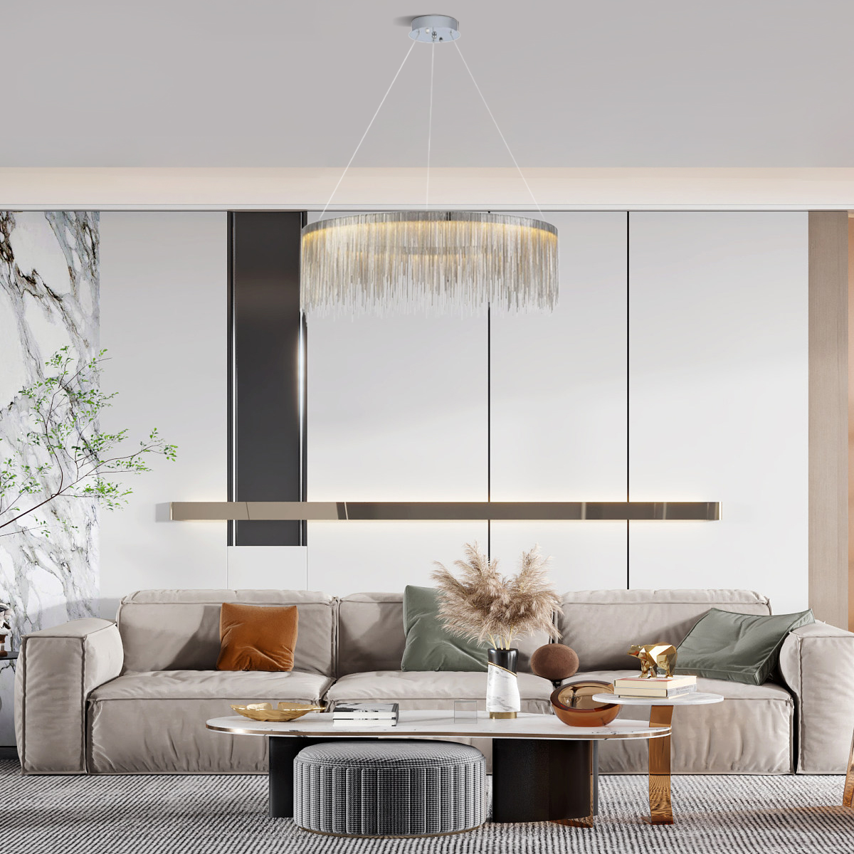 Moderne Pendelleuchte LED Silber/Rosegold Schlaf/Wohnzimmer