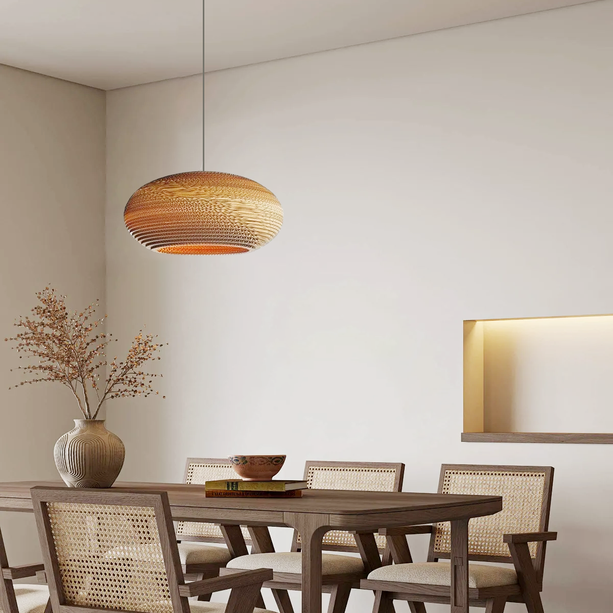 Landhausstil Pendelleuchte LED Geometrisch Seil Braun Esszimmer