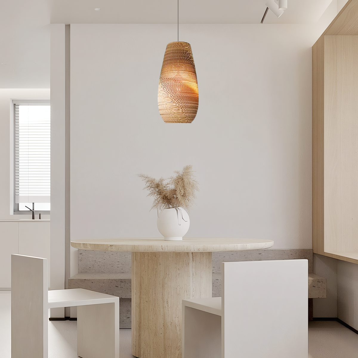 Landhausstil Pendelleuchte LED Geometrisch Seil Braun Esszimmer
