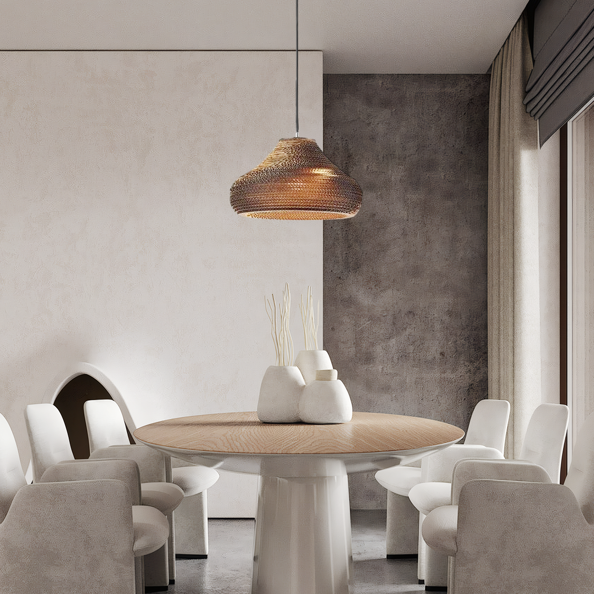 Landhausstil Pendelleuchte LED Geometrisch Seil Braun Esszimmer