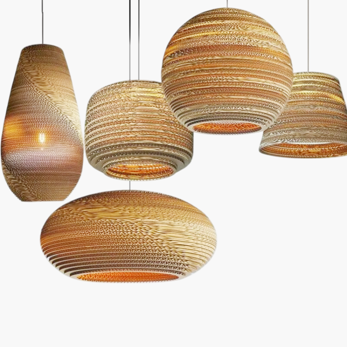 Landhausstil Pendelleuchte LED Geometrisch Seil Braun Esszimmer