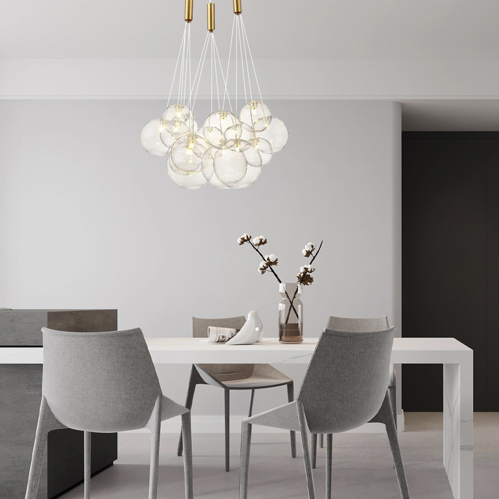 Designer Pendelleuchte LED Glas Klar Esszimmer