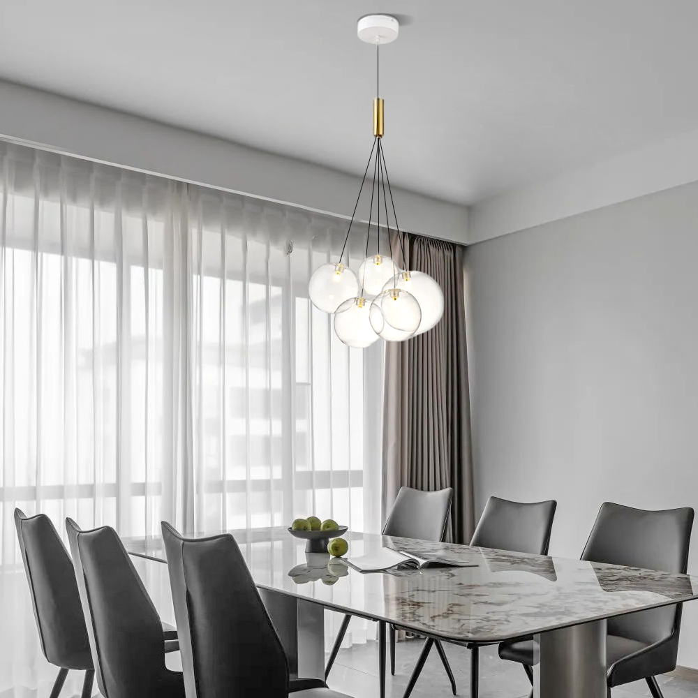 Designer Pendelleuchte LED Glas Klar Esszimmer
