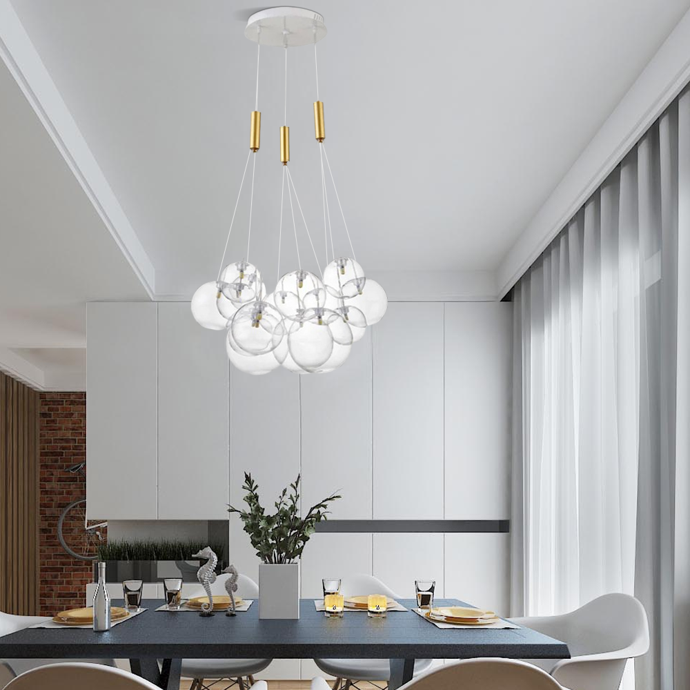 Designer Pendelleuchte LED Glas Klar Esszimmer