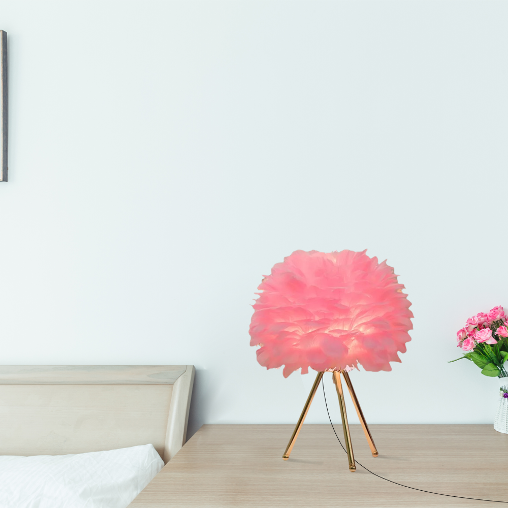 Art Deco Tischlampe LED  Metall/Feder Dunkel Rosa Schlafzimmer