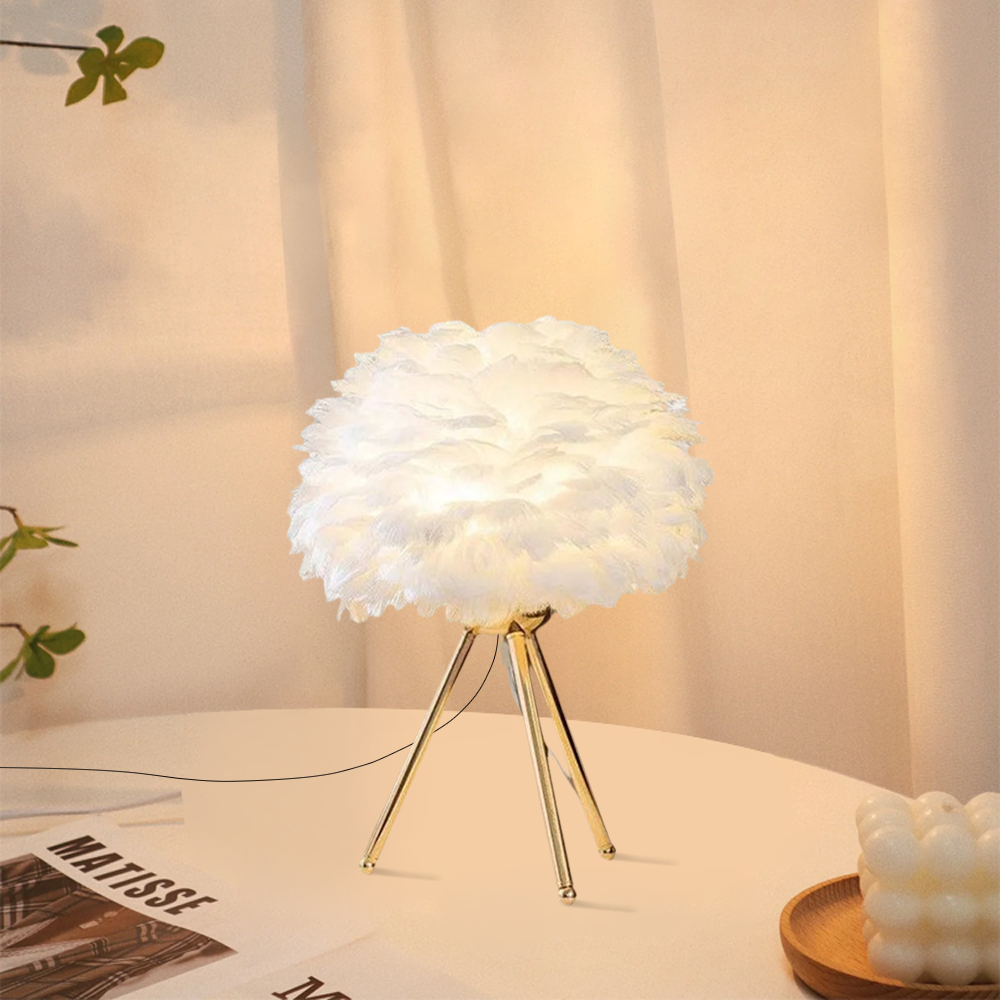 Art Deco Tischlampe LED  Metall/Feder Weiß Schlafzimmer
