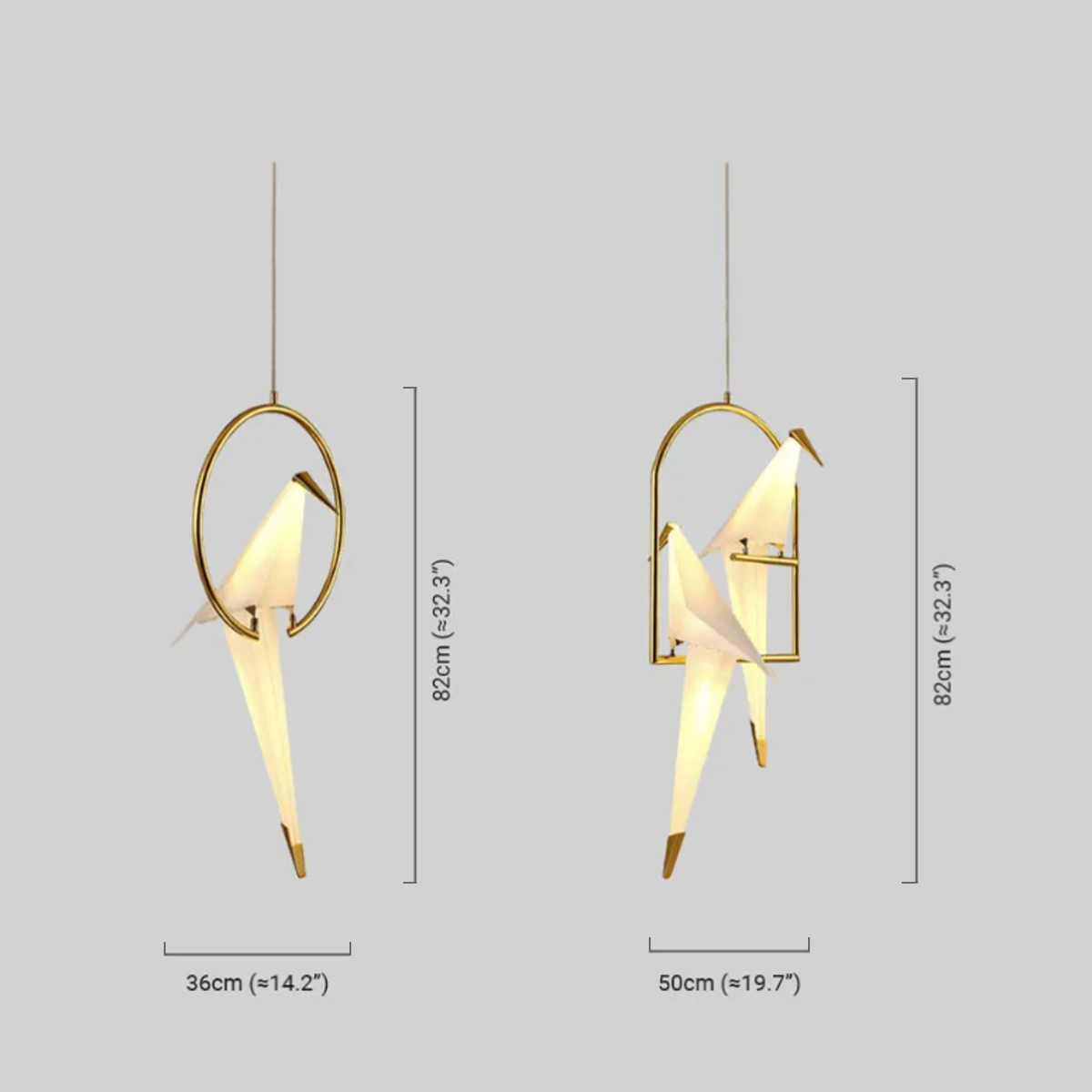 Moderne Pendelleuchte  Metall Glas Vogel Gold Esszimmer