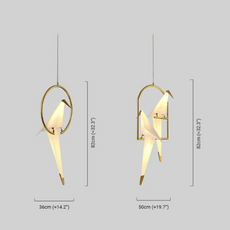 Moderne Pendelleuchte  Metall Glas Vogel Gold Esszimmer