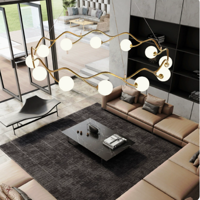 Modern Pendelleuchte Metall/Glas Gold Wohnzimmer