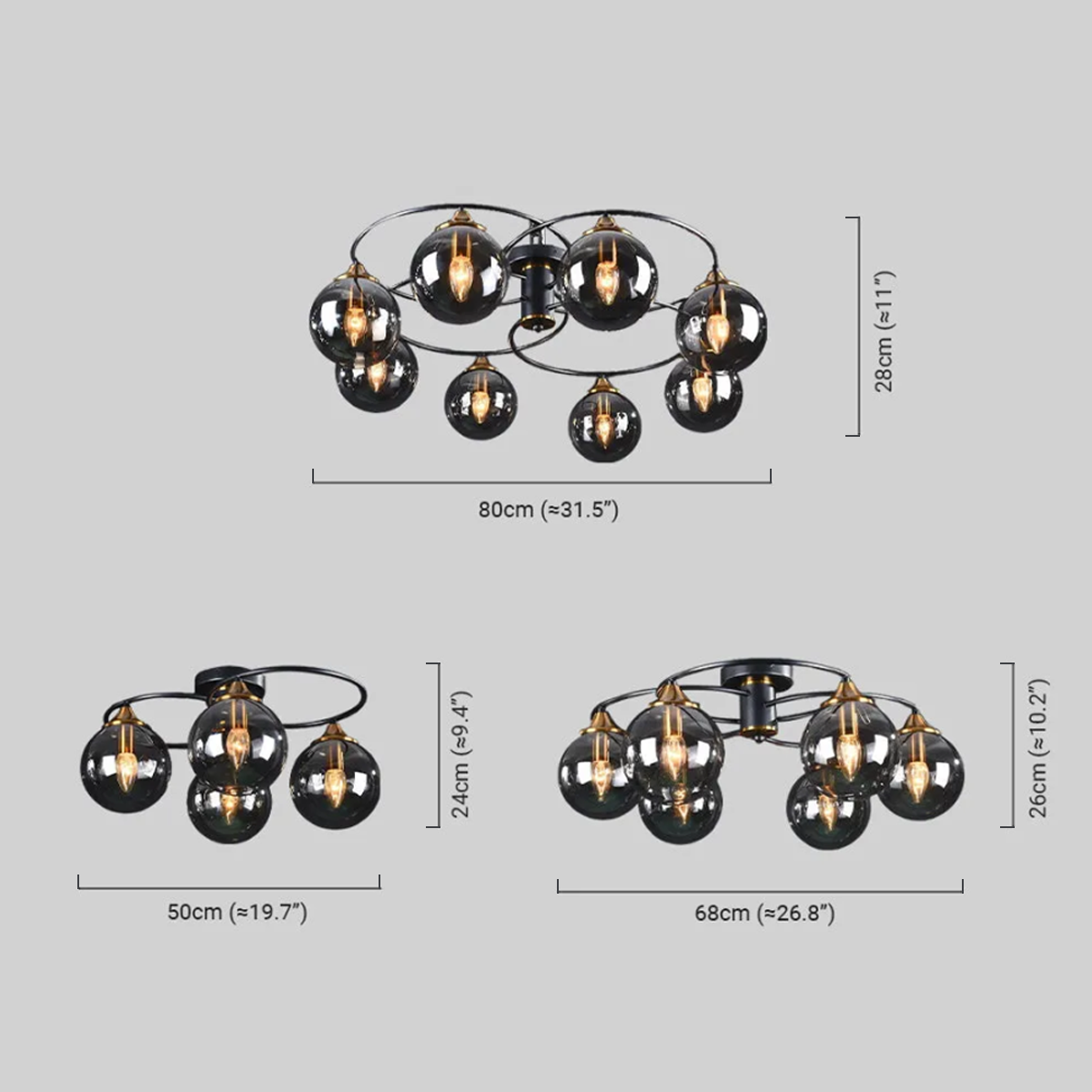 Modern Deckenleuchte LED Kugel Amber Glas Esszimmer
