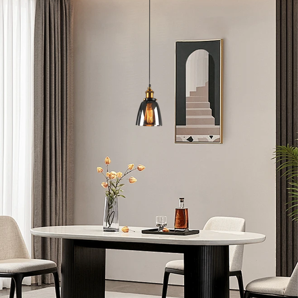 Industriell LED Pendelleuchte A Somke-Grau perfekt für Ihr moderne Esszimmer
