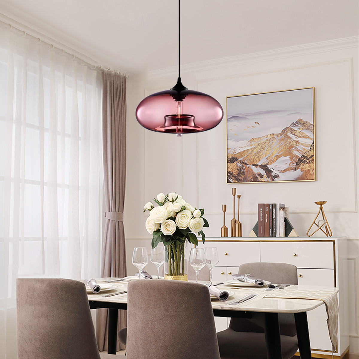 Morandi Pendelleuchte LED Glas Blau Esszimmer/Wohnzimmer