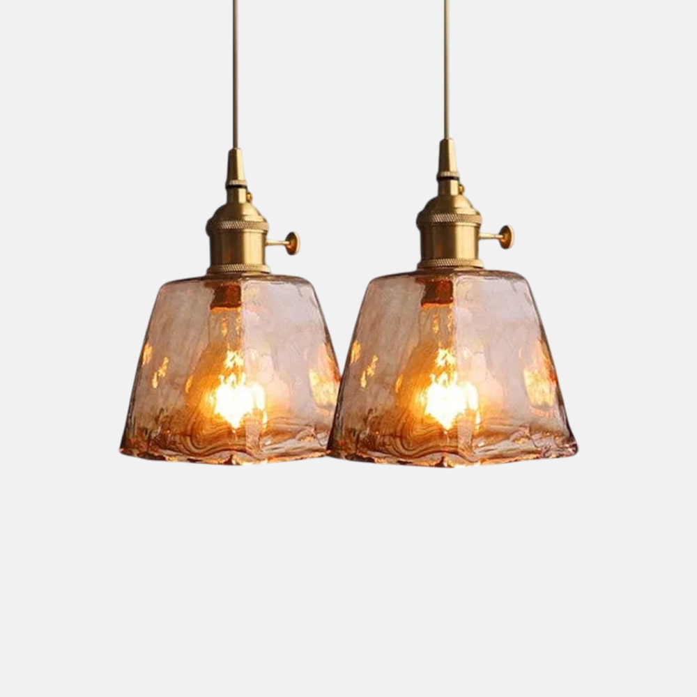 Vintage Pendelleuchte LED Glas Bernstein 