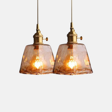 Vintage Pendelleuchte LED Glas Bernstein 