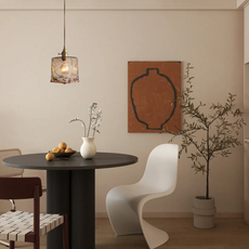 Vintage LED-Pendelleuchte mit Bernsteinglas im D-Stil - zeitlose quadratische Klassiker