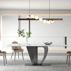 Modern Pendelleuchte LED Langer Streifen Walnuss Küche