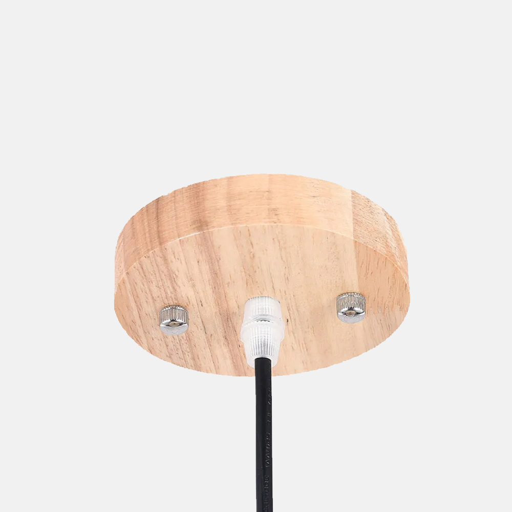 Designer Pendelleuchte Gelb/Braun Metall Holz Haube Schlafzimmer