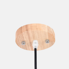Designer Pendelleuchte Gelb/Braun Metall Holz Haube Schlafzimmer