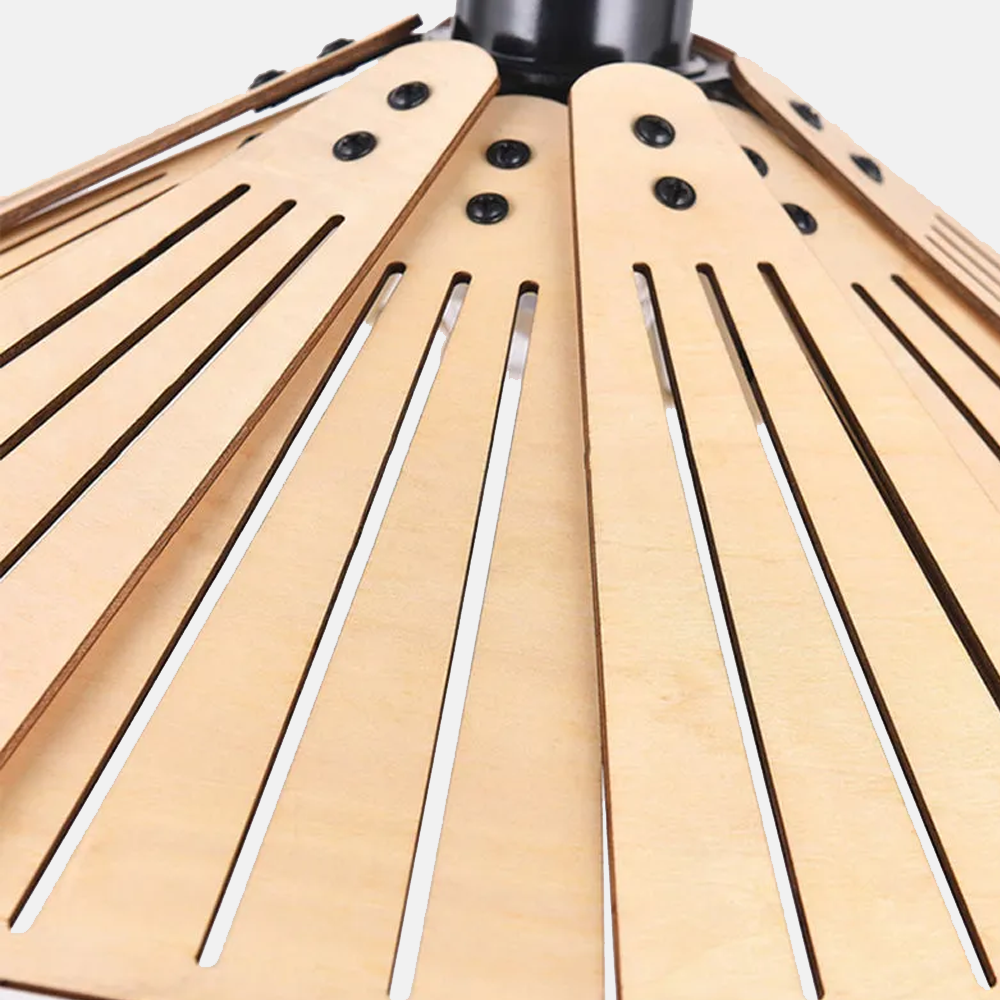Designer Pendelleuchte Gelb/Braun Metall Holz Haube Schlafzimmer