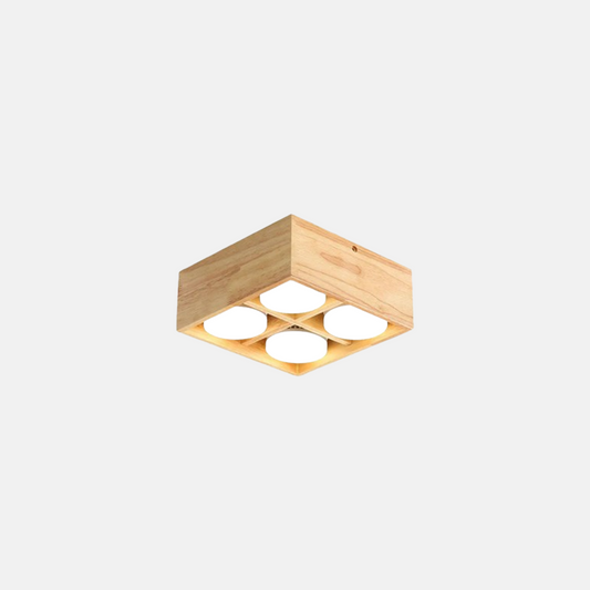 Modern Deckenleuchte LED Holz Quadratisch Holz Schlafzimmer