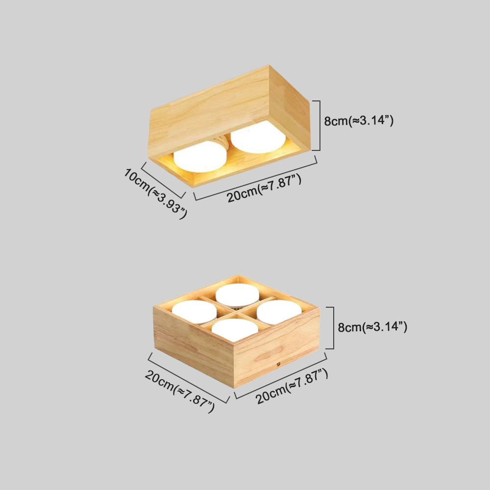 Modern Deckenleuchte LED Holz Quadratisch Holz Schlafzimmer