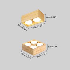 Modern Deckenleuchte LED Holz Quadratisch Holz Schlafzimmer