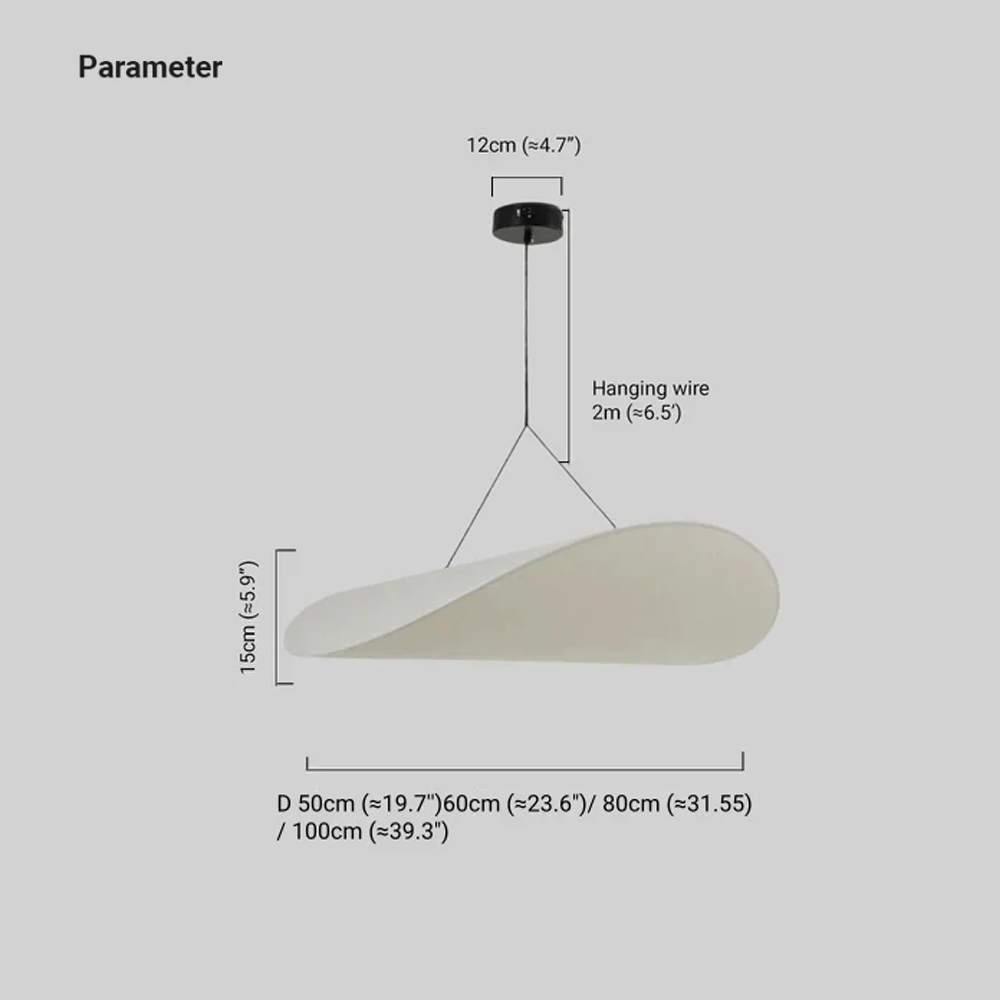 Maßzeichnung der moderne Pendelleuchte LED 
