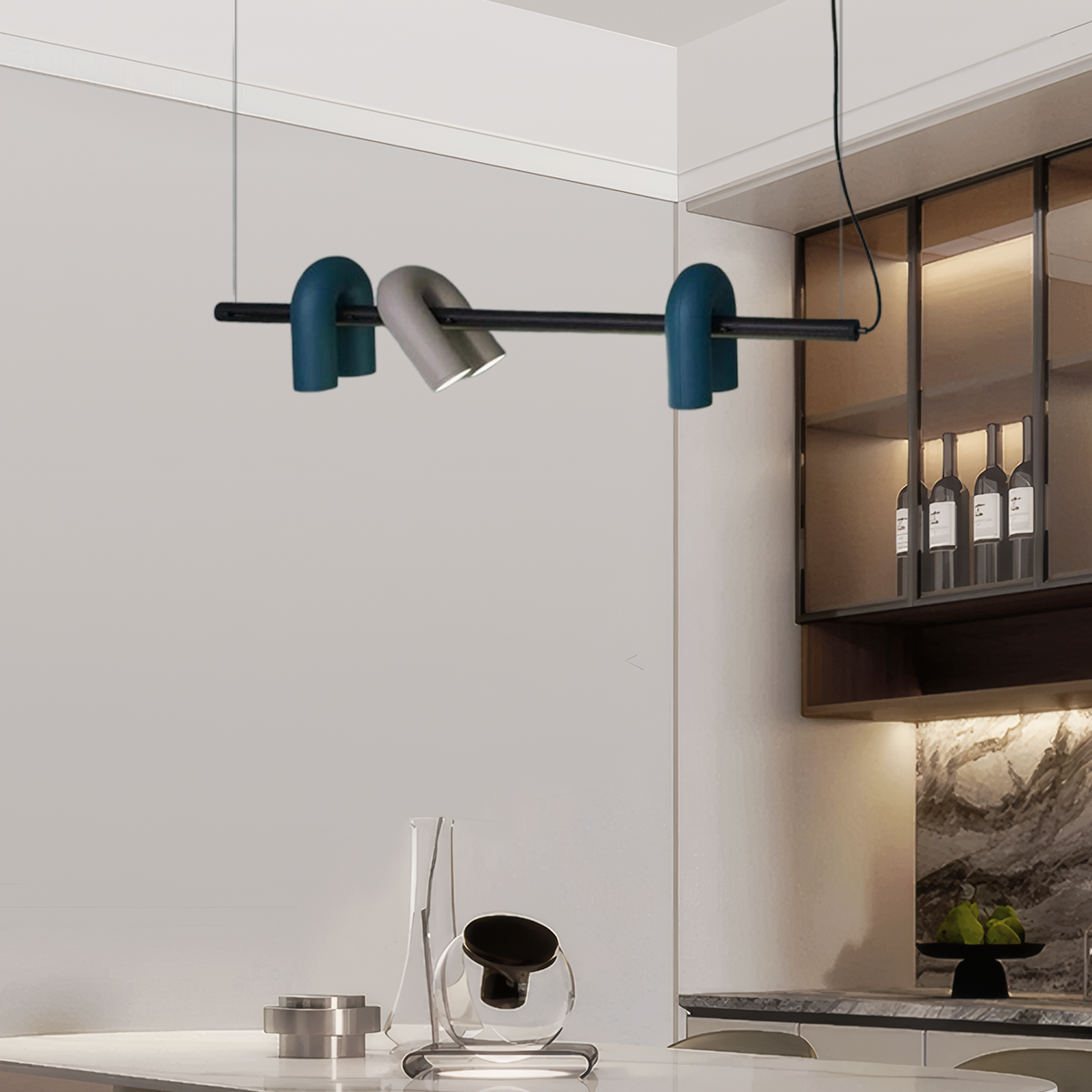 Minimalistisch Pendelleuchte LED Linear 4 Farben Metall KücheInsel