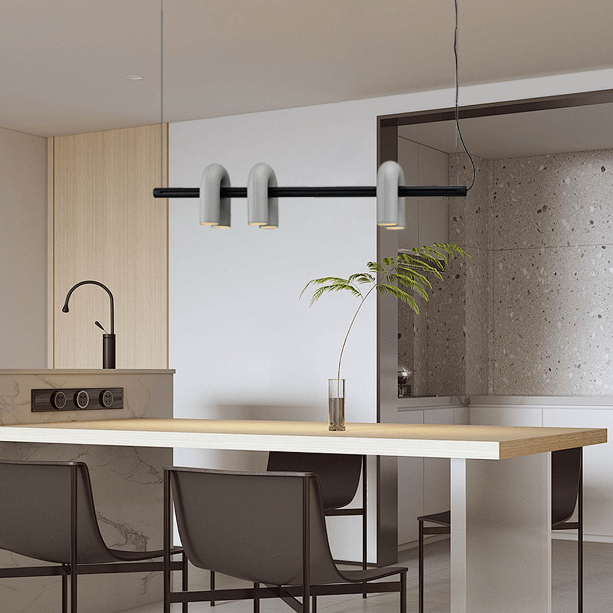 Minimalistisch Pendelleuchte LED Linear 4 Farben Metall KücheInsel