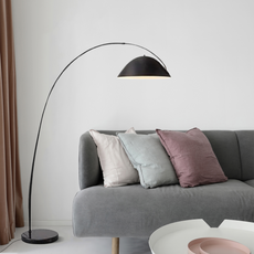 Modern Stehlampe LED Gebogen Schwarz Metall Wohn/Schlafzimmer 