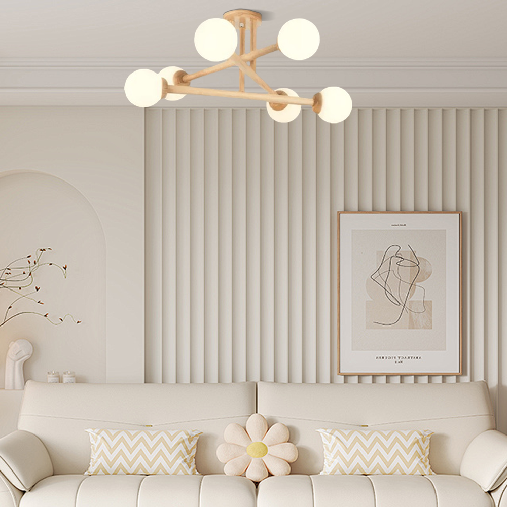 Modern Deckenleuchte LED Holz Dendritisch Weiß Wohnzimmer