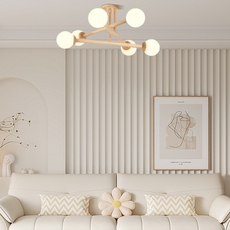 Modern Deckenleuchte LED Holz Dendritisch Weiß Wohnzimmer