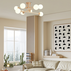 Modern Deckenleuchte LED Holz Dendritisch Weiß Wohnzimmer