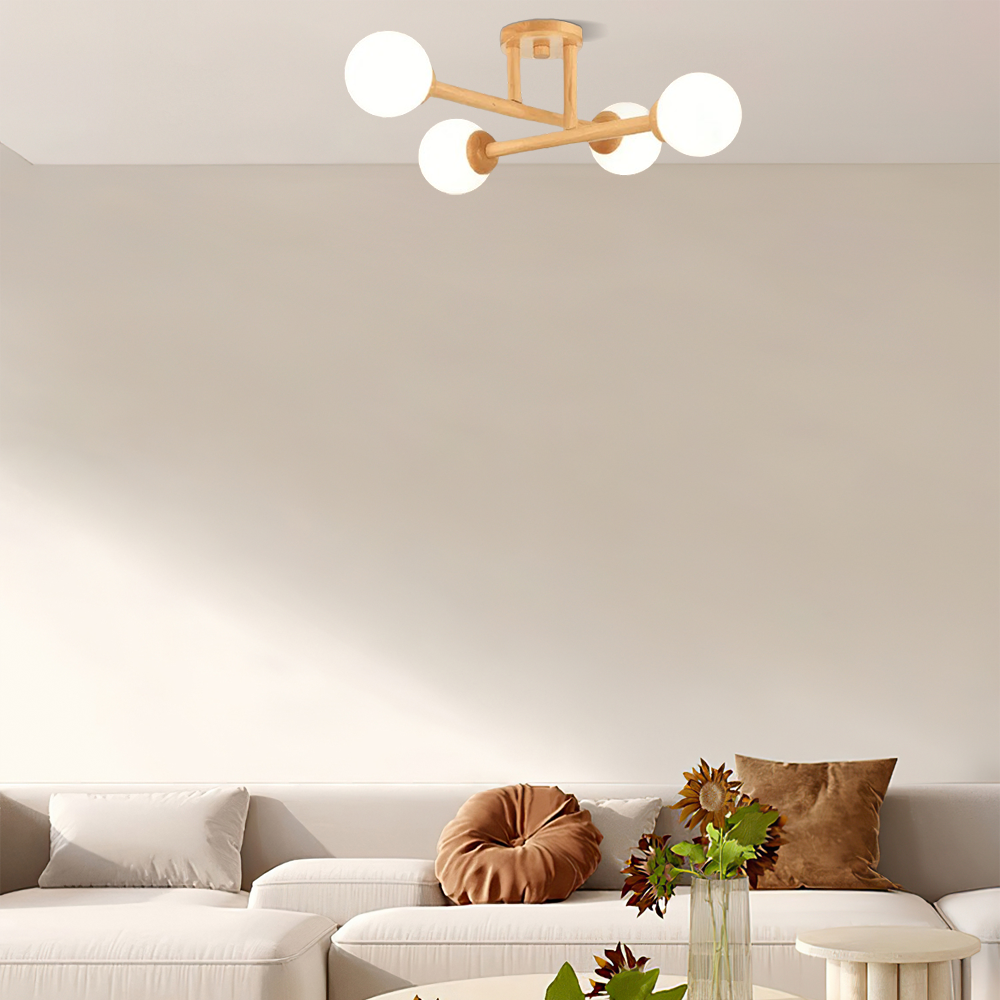Modern Deckenleuchte LED Holz Dendritisch Weiß Wohnzimmer